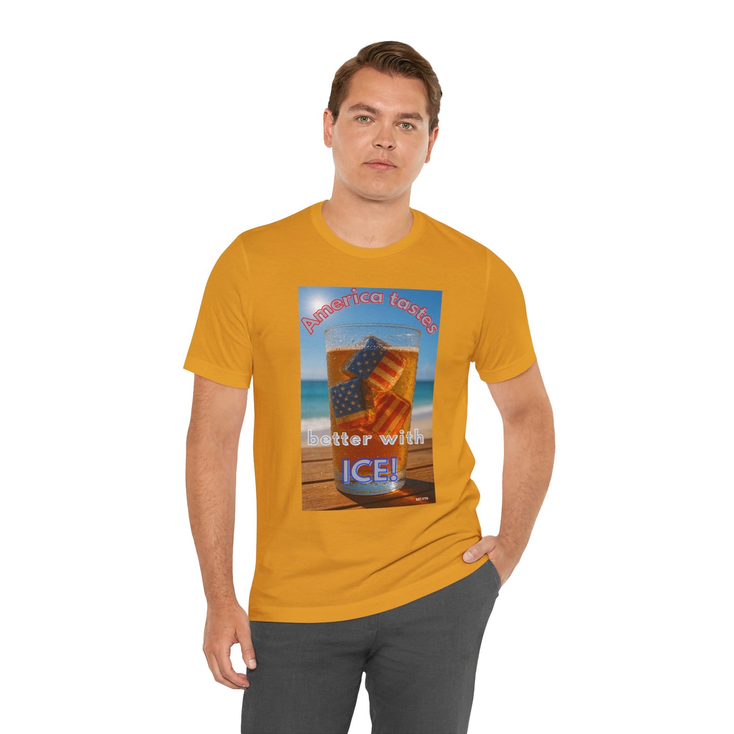 Patriotic Summer Tee - America Tastes Better with ICE Unisex Jersey Short Sleeve Tee