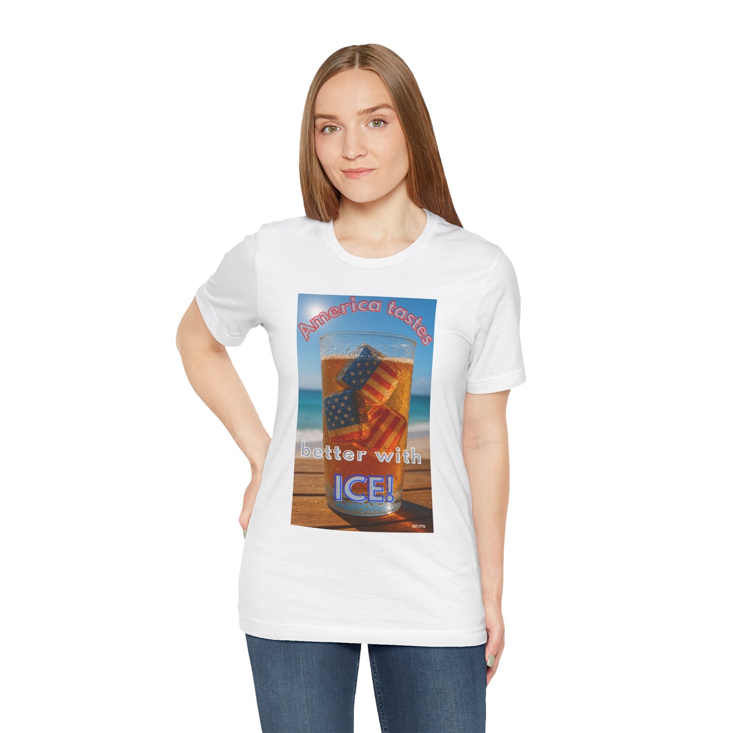 Patriotic Summer Tee - America Tastes Better with ICE Unisex Jersey Short Sleeve Tee